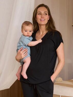 seraphine Ultra-Soft Black Maternity & Nursing breastfeeding Loungewear top XL